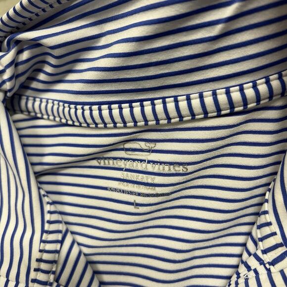 Vineyard Vines Men's Large Sankaty 1/4 Zip Performance Pullover Striped Blue - Picture 2 of 7